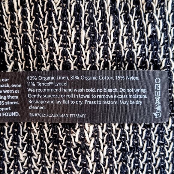 Eileen Fisher Petite Black White Linen Cotton Snap Front Cardigan - Picture 5 of 5